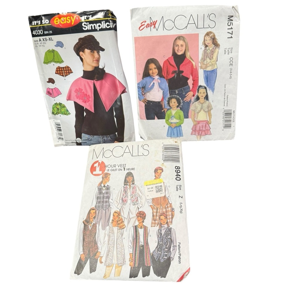 Lot of 3 Plus Size Sewing Patterns Simplicity McCall's 4030 M5171 8940 Overlays